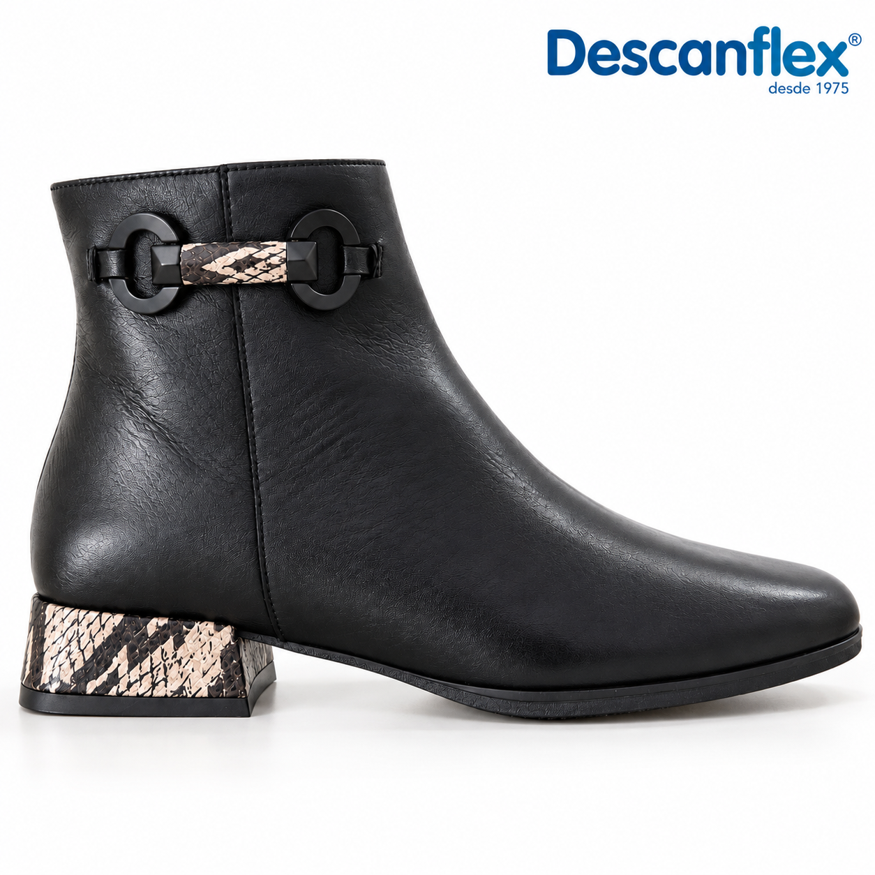 Botín Descanflex Negro Serpiente