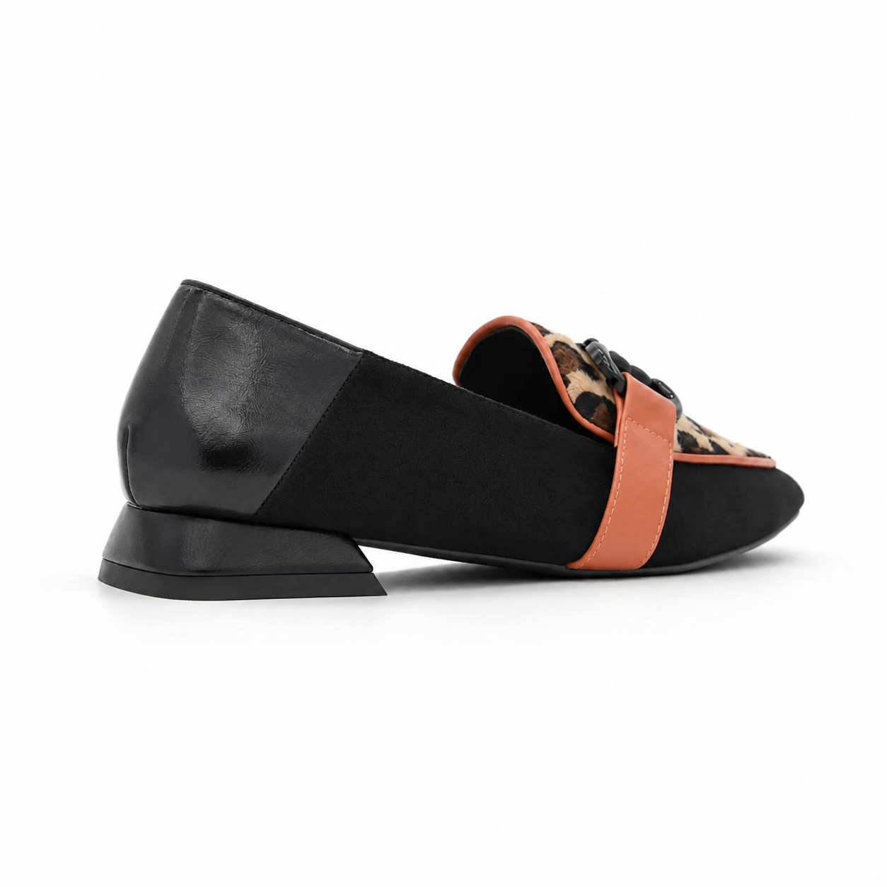 Mocasín Azarey Negro y Animal Print - Imagen 4