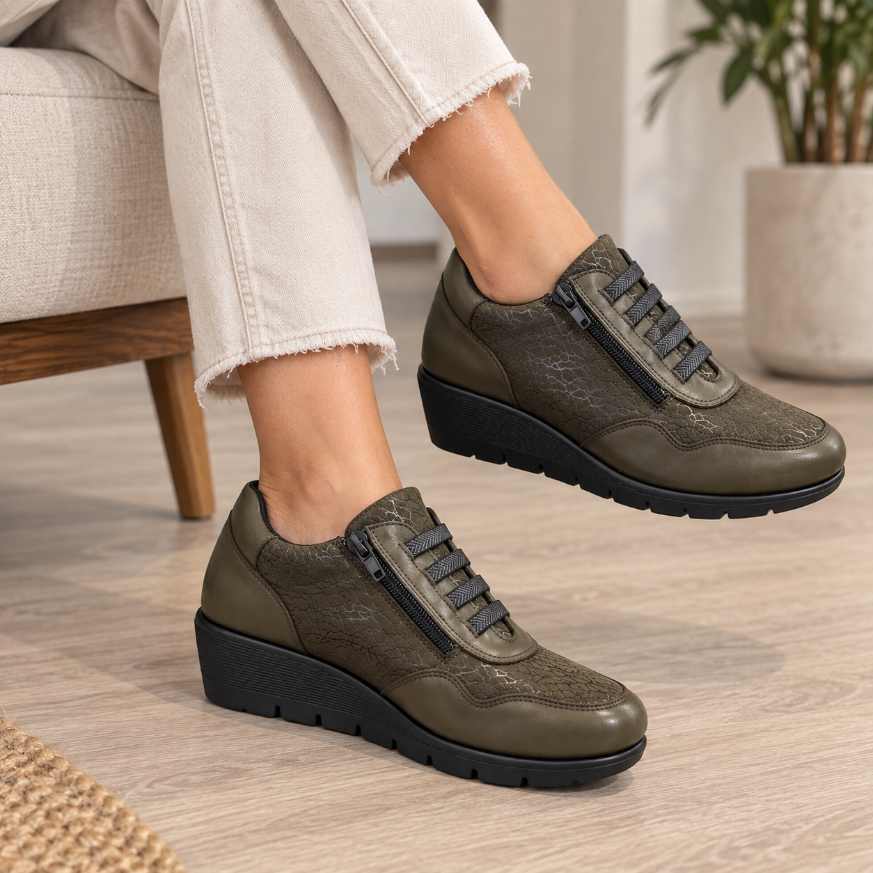 Zapato 48+Hours Verde Kaki - Imagen 2