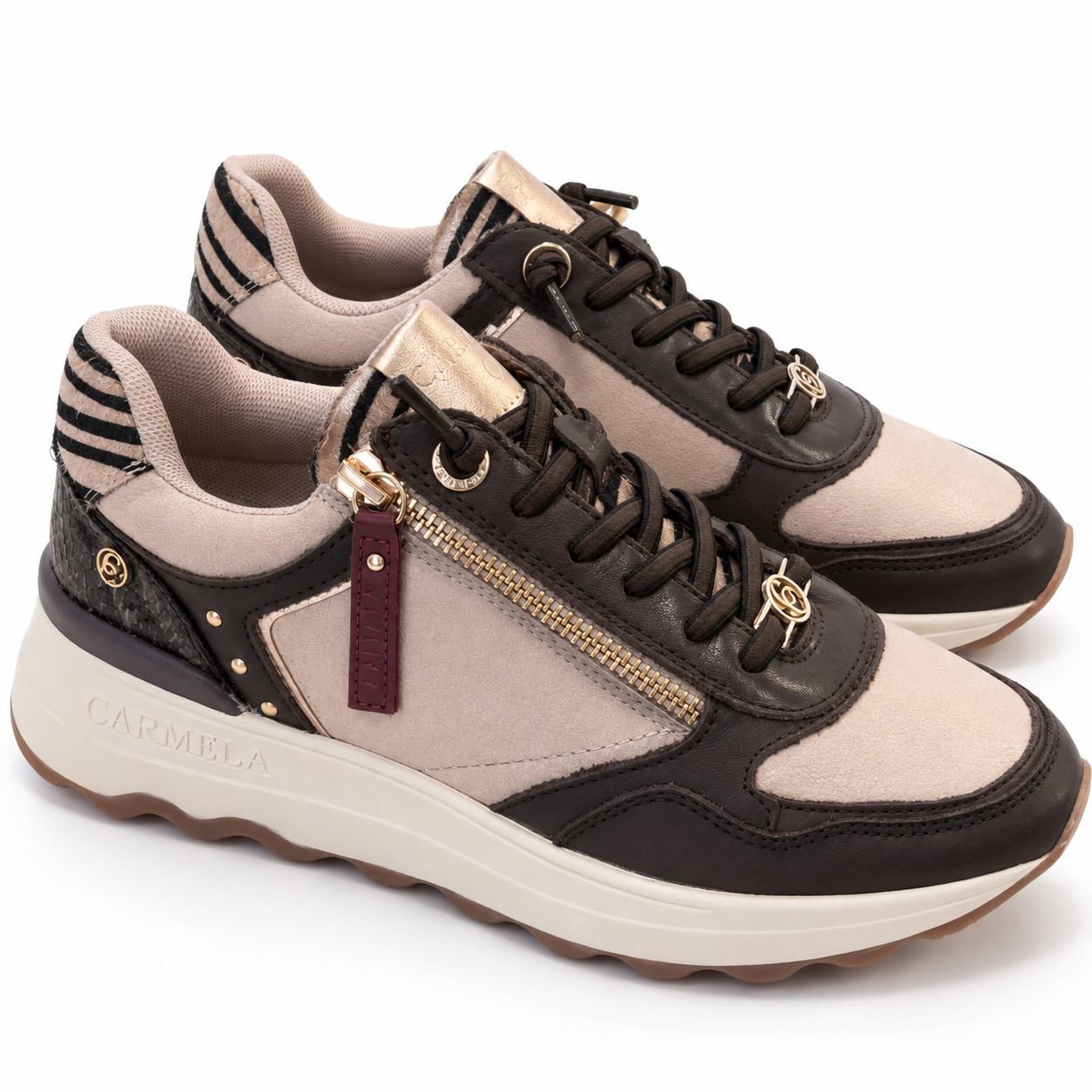 Zapatilla Carmela Beige Marrón - Imagen 3