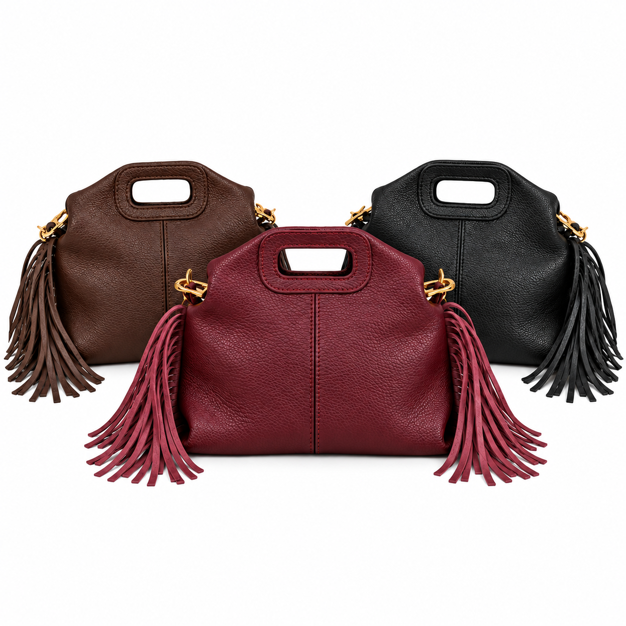 Bolso Bandolera Piel Flecos