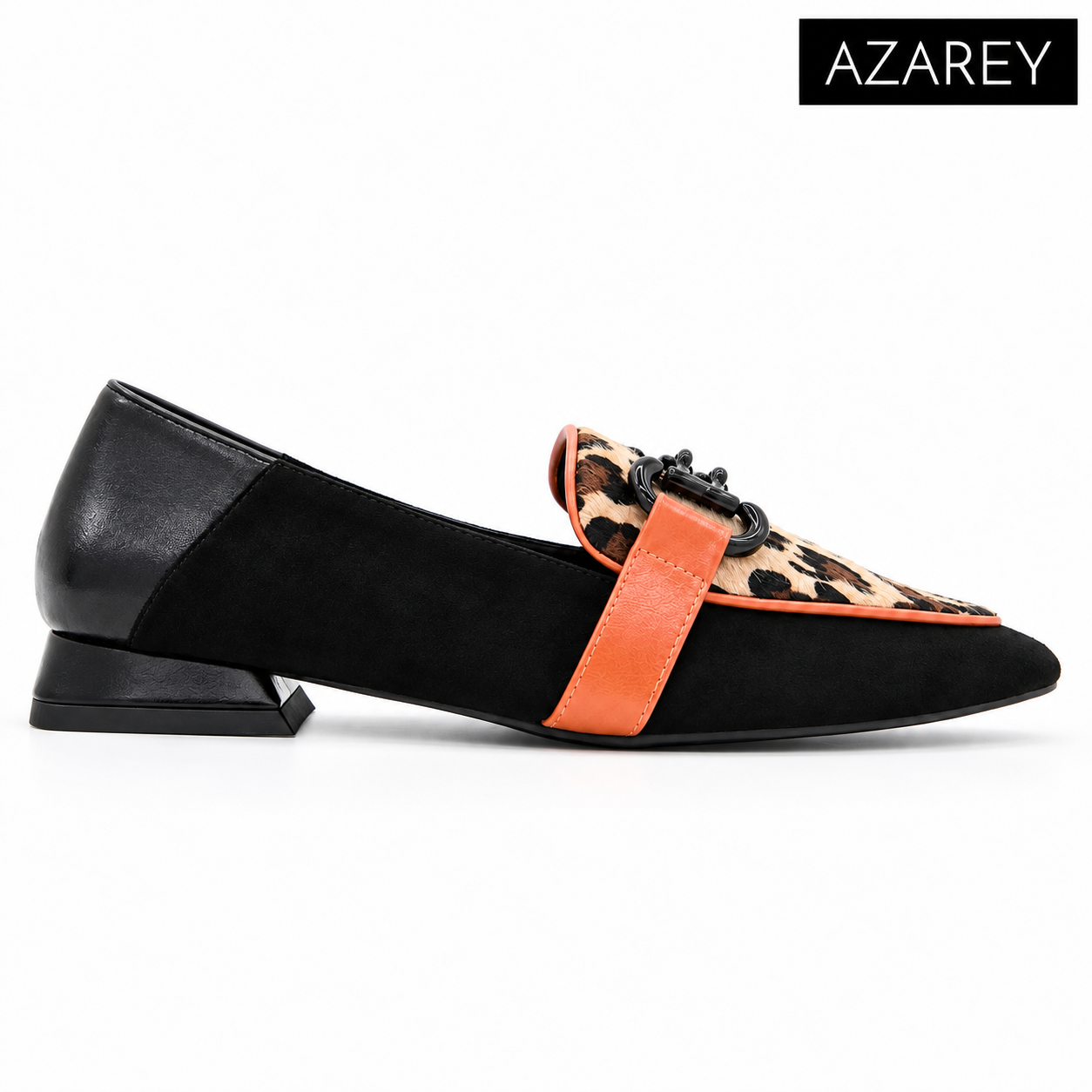 Mocasín Azarey Negro y Animal Print